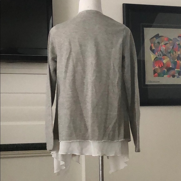 Woven Heather Grey White Underlay Knit Cardigan - Picture 4 of 4